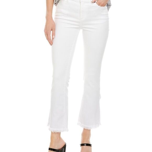 NWT 1 State White High Rise Skinny Fray Tulip Hem Crop Sz Womens 28 - Picture 2 of 11